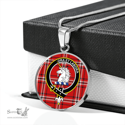 Scottish Ramsay Angus & Mearns Modern Clan Tartan Circle Necklace - Crest Classic Scottish Plaid Tartan Plaid