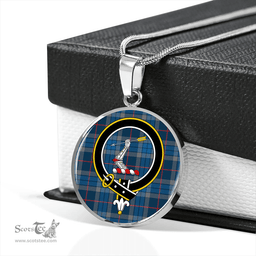 Scottish Thorburn (Thurburn) Modern Clan Tartan Circle Necklace - Crest Classic Scottish Plaid Tartan Plaid
