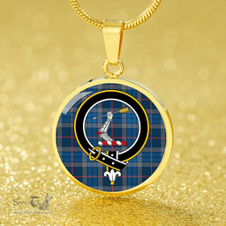 Scottish Thorburn (Thurburn) Modern Clan Tartan Circle Necklace - Crest Classic Scottish Plaid Tartan Plaid