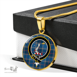 Scottish Thorburn (Thurburn) Modern Clan Tartan Circle Necklace - Crest Classic Scottish Plaid Tartan Plaid