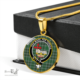 Scottish MacDonald of the Isles Hunting #2 (Donald of the Isles Hunting #2) Modern Clan Tartan Circle Necklace - Crest Classic Scottish Plaid Tartan Plaid