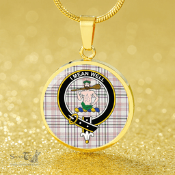 Scottish Shaw Women's Dress Modern Clan Tartan Circle Necklace - Crest Classic Scottish Plaid Tartan Plaid