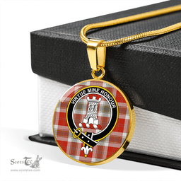 Scottish MacLean of Duart Dress Red Ancient Clan Tartan Circle Necklace - Crest Classic Scottish Plaid Tartan Plaid