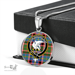 Scottish Norvel Clan Tartan Circle Necklace - Crest Classic Scottish Plaid Tartan Plaid