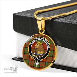 Scottish MacNeish Ancient Clan Tartan Circle Necklace - Crest Classic Scottish Plaid Tartan Plaid