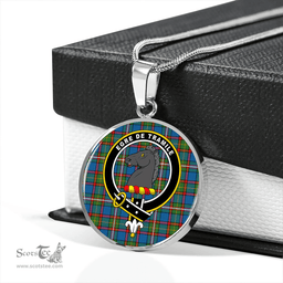 Scottish Tait Wedding Ancient Clan Tartan Circle Necklace - Crest Classic Scottish Plaid Tartan Plaid