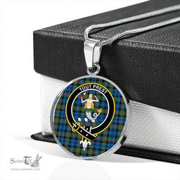 Scottish Murray Ancient Clan Tartan Circle Necklace - Crest Classic Scottish Plaid Tartan Plaid