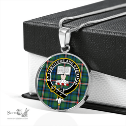 Scottish Reid (Mill City) Modern Clan Tartan Circle Necklace - Crest Classic Scottish Plaid Tartan Plaid