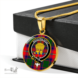 Scottish Wauchope Clan Tartan Circle Necklace - Crest Classic Scottish Plaid Tartan Plaid