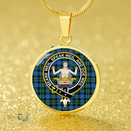 Scottish Urquhart (Smibert) Ancient Clan Tartan Circle Necklace - Crest Classic Scottish Plaid Tartan Plaid