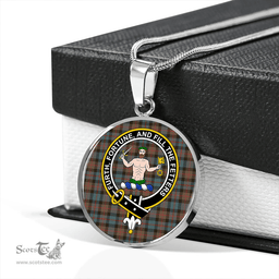 Scottish Murray of Atholl variation (Murray of Atholl; variation) Weathered Clan Tartan Circle Necklace - Crest Classic Scottish Plaid Tartan Plaid