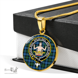 Scottish Urquhart (Smibert) Ancient Clan Tartan Circle Necklace - Crest Classic Scottish Plaid Tartan Plaid