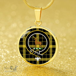 Scottish Raeburn Modern Clan Tartan Circle Necklace - Crest Classic Scottish Plaid Tartan Plaid