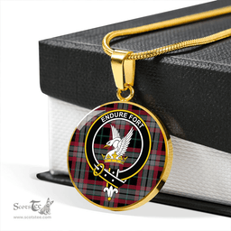 Scottish Lindsay Hunting Modern Clan Tartan Circle Necklace - Crest Classic Scottish Plaid Tartan Plaid