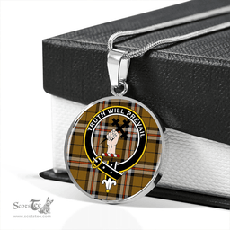 Scottish Thomson Camel #2 (Thompson Camel #2) Ancient Clan Tartan Circle Necklace - Crest Classic Scottish Plaid Tartan Plaid