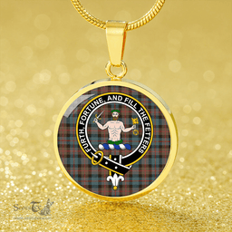 Scottish Murray of Atholl variation (Murray of Atholl; variation) Weathered Clan Tartan Circle Necklace - Crest Classic Scottish Plaid Tartan Plaid