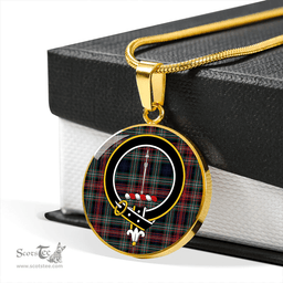 Scottish Rankin #2 Modern Clan Tartan Circle Necklace - Crest Classic Scottish Plaid Tartan Plaid