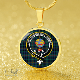 Scottish Nairn #2 Modern Clan Tartan Circle Necklace - Crest Classic Scottish Plaid Tartan Plaid