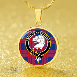 Scottish Robinson Dress (Robins Dress) Modern Clan Tartan Circle Necklace - Crest Classic Scottish Plaid Tartan Plaid