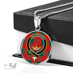 Scottish Moncrieffe Modern Clan Tartan Circle Necklace - Crest Classic Scottish Plaid Tartan Plaid
