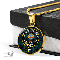 Scottish Nairn #2 Modern Clan Tartan Circle Necklace - Crest Classic Scottish Plaid Tartan Plaid