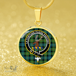 Scottish Rollo Ancient Clan Tartan Circle Necklace - Crest Classic Scottish Plaid Tartan Plaid