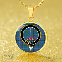 Scottish Rankin Ancient Clan Tartan Circle Necklace - Crest Classic Scottish Plaid Tartan Plaid