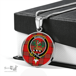Scottish Maxwell Modern Clan Tartan Circle Necklace - Crest Classic Scottish Plaid Tartan Plaid