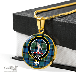 Scottish Syme Ancient Clan Tartan Circle Necklace - Crest Classic Scottish Plaid Tartan Plaid