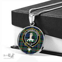 Scottish Paterson Modern Clan Tartan Circle Necklace - Crest Classic Scottish Plaid Tartan Plaid