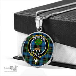Scottish Mowat (Clans Originaux) Ancient Clan Tartan Circle Necklace - Crest Classic Scottish Plaid Tartan Plaid
