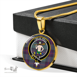 Scottish Shaw Weathered Clan Tartan Circle Necklace - Crest Classic Scottish Plaid Tartan Plaid