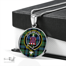 Scottish Ogilvie Hunting Modern Clan Tartan Circle Necklace - Crest Classic Scottish Plaid Tartan Plaid