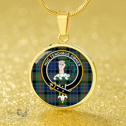 Scottish Paterson Modern Clan Tartan Circle Necklace - Crest Classic Scottish Plaid Tartan Plaid
