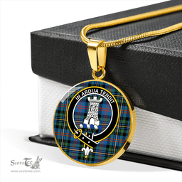 Scottish MacCallum of Berwick Ancient Clan Tartan Circle Necklace - Crest Classic Scottish Plaid Tartan Plaid