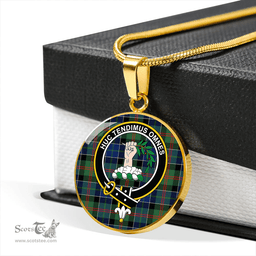Scottish Paterson Modern Clan Tartan Circle Necklace - Crest Classic Scottish Plaid Tartan Plaid