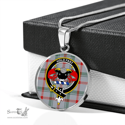 Scottish Miss MacDougal (Personal) (MacLeod Arisaid) Modern Clan Tartan Circle Necklace - Crest Classic Scottish Plaid Tartan Plaid