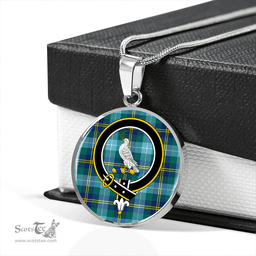 Scottish Porteous Modern Clan Tartan Circle Necklace - Crest Classic Scottish Plaid Tartan Plaid
