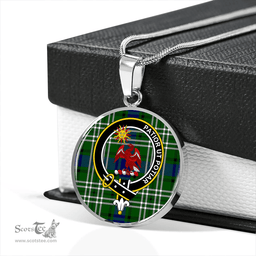 Scottish Spottiswood Clan Tartan Circle Necklace - Crest Classic Scottish Plaid Tartan Plaid