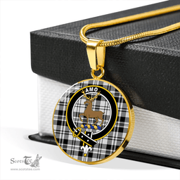 Scottish Scott (Sir Walter) Abbreviated Modern Clan Tartan Circle Necklace - Crest Classic Scottish Plaid Tartan Plaid