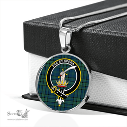 Scottish Matheson Hunting Modern Clan Tartan Circle Necklace - Crest Classic Scottish Plaid Tartan Plaid