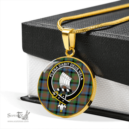 Scottish Tennant Ancient Clan Tartan Circle Necklace - Crest Classic Scottish Plaid Tartan Plaid