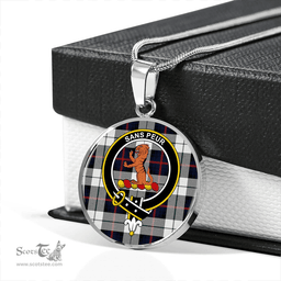 Scottish Sutherland Dress Royal Blue Modern Clan Tartan Circle Necklace - Crest Classic Scottish Plaid Tartan Plaid