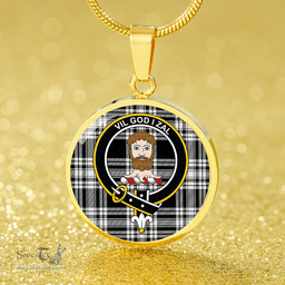 Scottish Menzies 1938 Ancient Clan Tartan Circle Necklace - Crest Classic Scottish Plaid Tartan Plaid