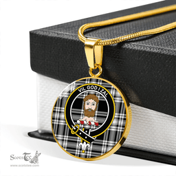 Scottish Menzies 1938 Ancient Clan Tartan Circle Necklace - Crest Classic Scottish Plaid Tartan Plaid