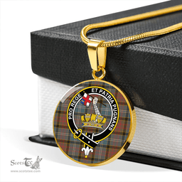 Scottish Paisley District (Drennan District) Weathered Clan Tartan Circle Necklace - Crest Classic Scottish Plaid Tartan Plaid