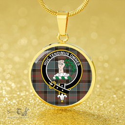 Scottish Paterson Weathered Clan Tartan Circle Necklace - Crest Classic Scottish Plaid Tartan Plaid