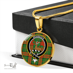 Scottish Maxwell Hunting Ancient Clan Tartan Circle Necklace - Crest Classic Scottish Plaid Tartan Plaid