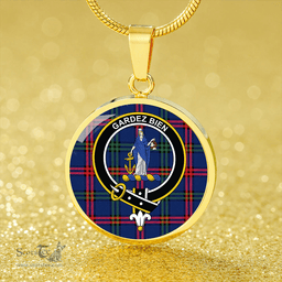 Scottish Montgomery Modern Clan Tartan Circle Necklace - Crest Classic Scottish Plaid Tartan Plaid