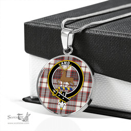 Scottish Scott Dress Weathered Clan Tartan Circle Necklace - Crest Classic Scottish Plaid Tartan Plaid